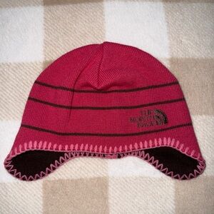 The North Face Pink Fleece-Lined Earflap Beanie Winter Hat Toddler One Size